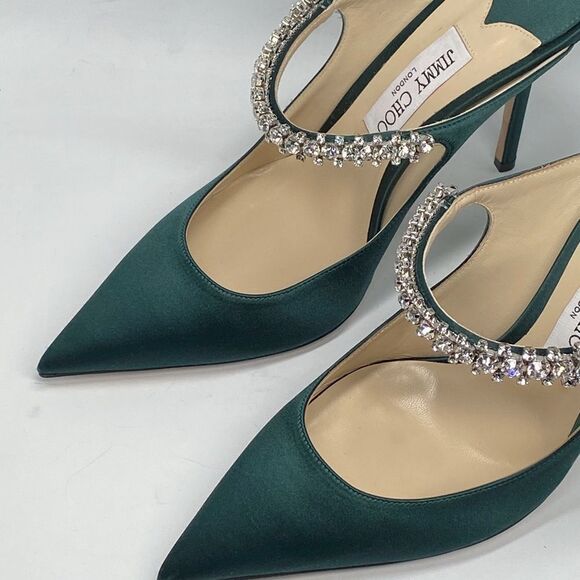 Jimmy Choo Bing 100 Satin Mules With Crystal Strap size 40.5 - Picture 9 of 16